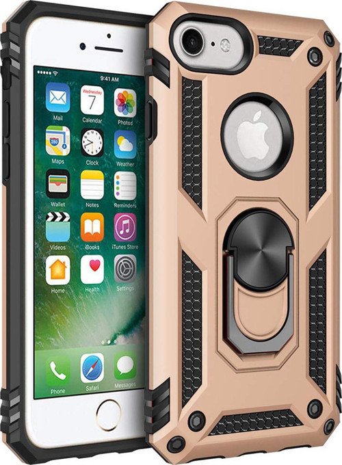 Apple iPhone 7 Kılıf Military Ring Holder Gold