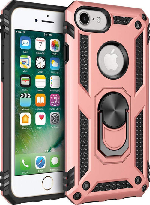 Apple iPhone 6S Plus Kılıf Military Ring Holder Rose Gold