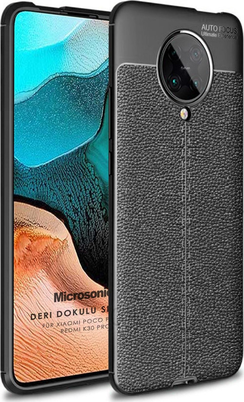 Xiaomi Redmi K30 Pro Kılıf Deri Dokulu Silikon Siyah