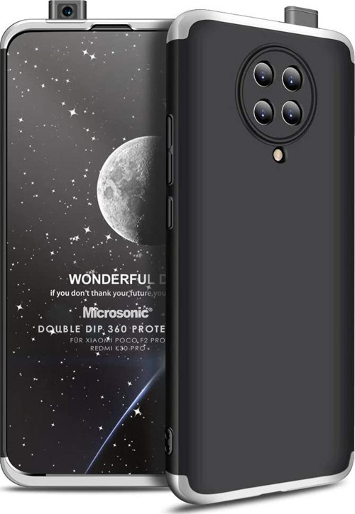 Xiaomi Poco F2 Pro Kılıf Double Dip 360 Protective Siyah Gri