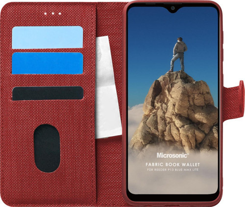 Reeder P13 Blue Max Lite Kılıf Fabric Book Wallet Kırmızı