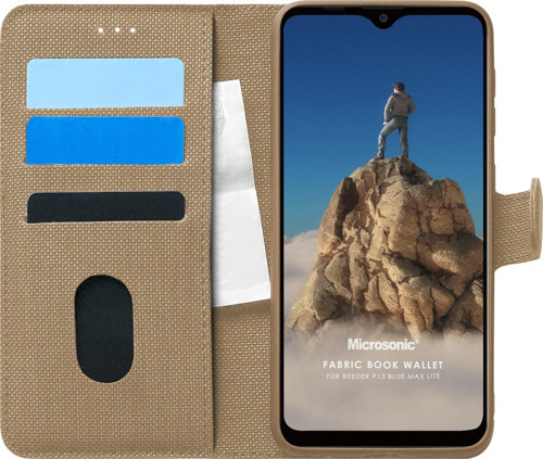 Reeder P13 Blue Max Lite Kılıf Fabric Book Wallet Gold