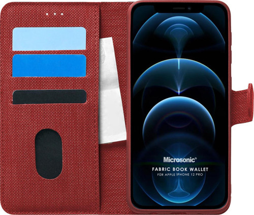 Apple iPhone 12 Pro Kılıf Fabric Book Wallet Kırmızı