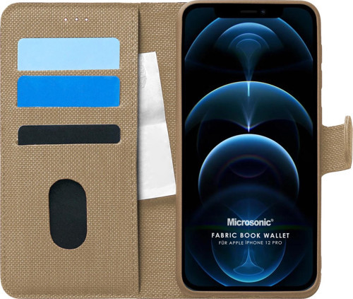Apple iPhone 12 Pro Kılıf Fabric Book Wallet Gold