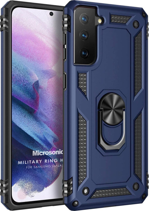 Samsung Galaxy S21 Plus Kılıf Military Ring Holder Lacivert