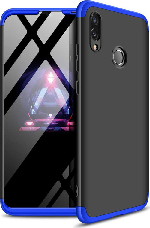 Huawei Honor 10 Lite Kılıf Double Dip 360 Protective Siyah Mavi