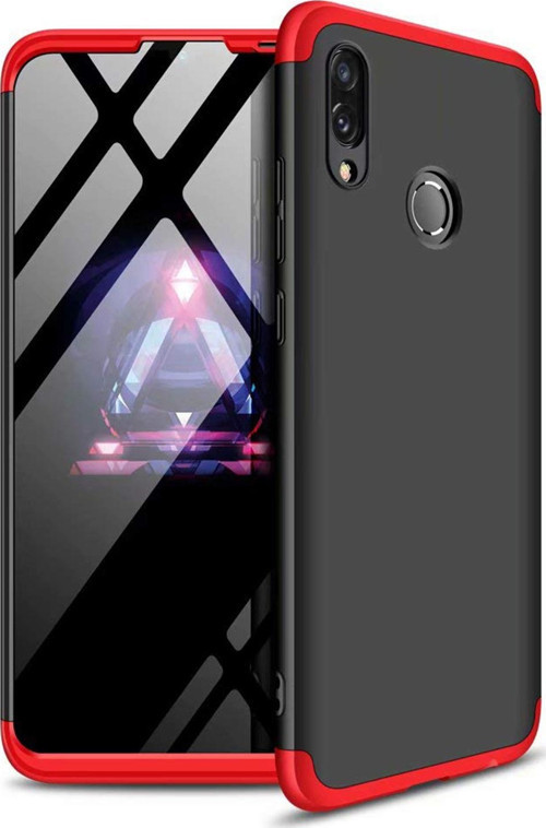 Huawei Honor 10 Lite Kılıf Double Dip 360 Protective Siyah Kırmızı
