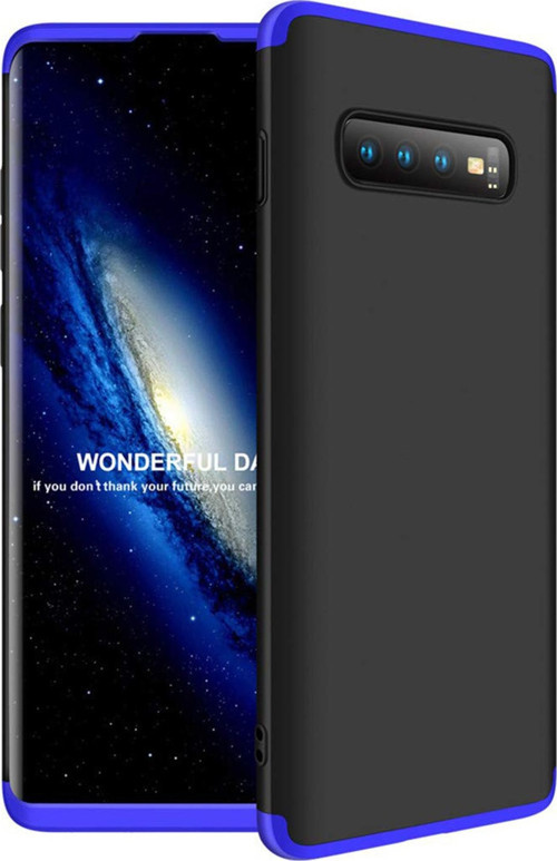 Samsung Galaxy S10 Kılıf Double Dip 360 Protective Siyah Mavi