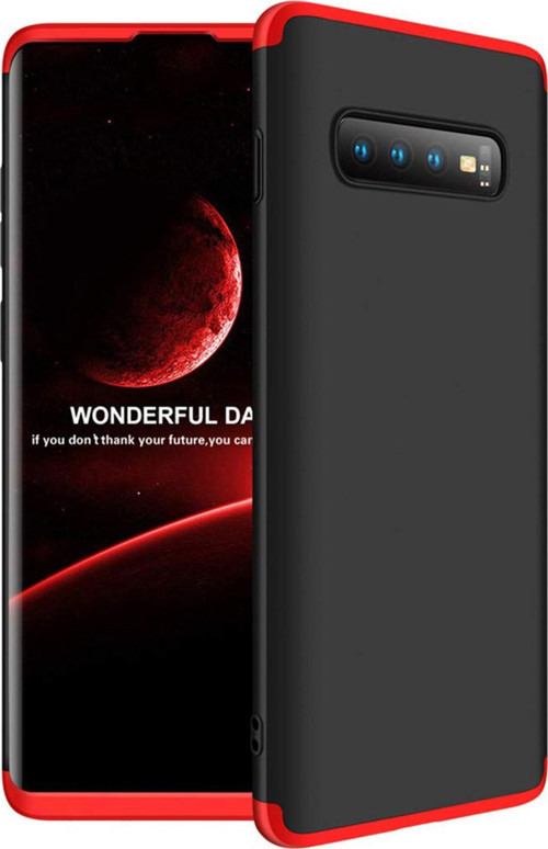 Samsung Galaxy S10 Kılıf Double Dip 360 Protective Siyah Kırmızı