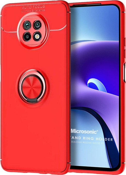 Xiaomi Redmi Note 9T Kılıf Kickstand Ring Holder Kırmızı