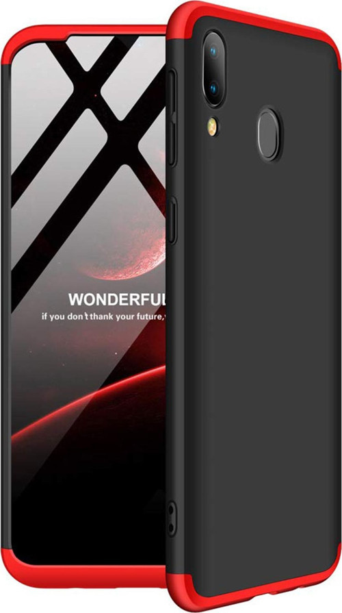 Samsung Galaxy M20 Kılıf Double Dip 360 Protective Siyah Kırmızı