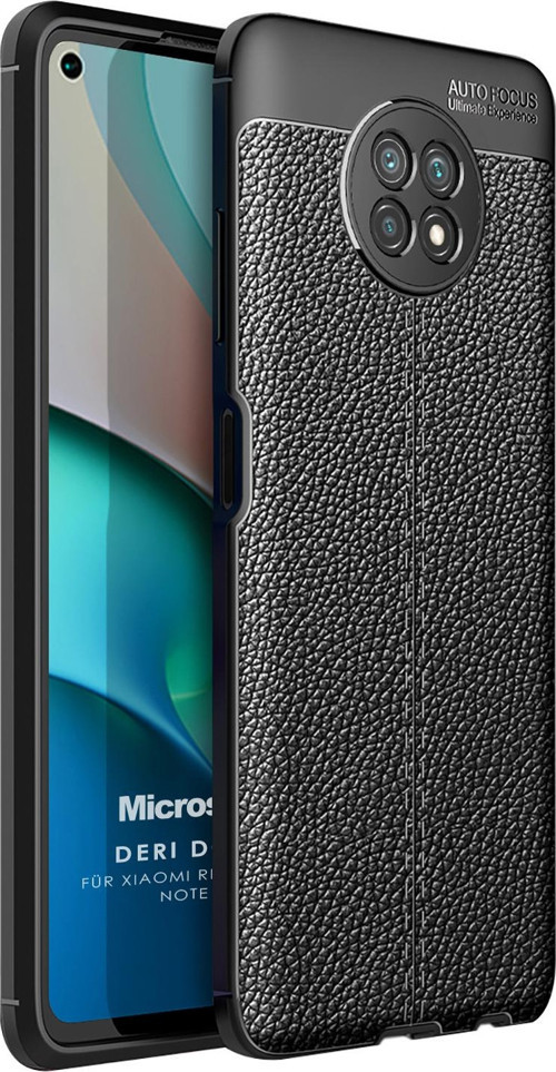 Xiaomi Redmi Note 9 5G Kılıf Deri Dokulu Silikon Siyah