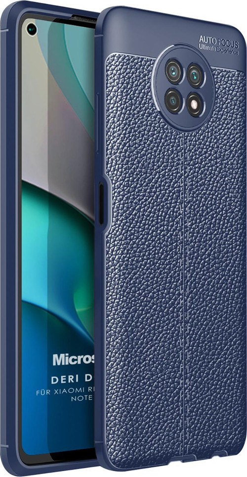 Xiaomi Redmi Note 9 5G Kılıf Deri Dokulu Silikon Lacivert