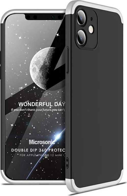 Apple iPhone 12 Mini Kılıf Double Dip 360 Protective Siyah Gri