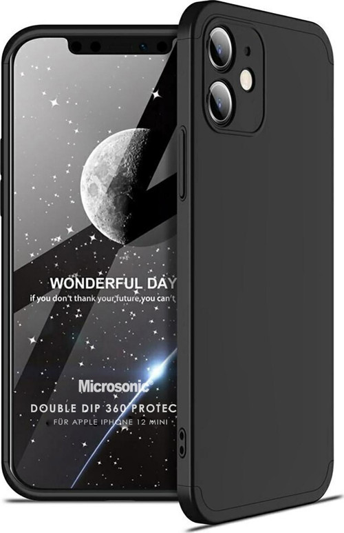 Apple iPhone 12 Mini Kılıf Double Dip 360 Protective Siyah