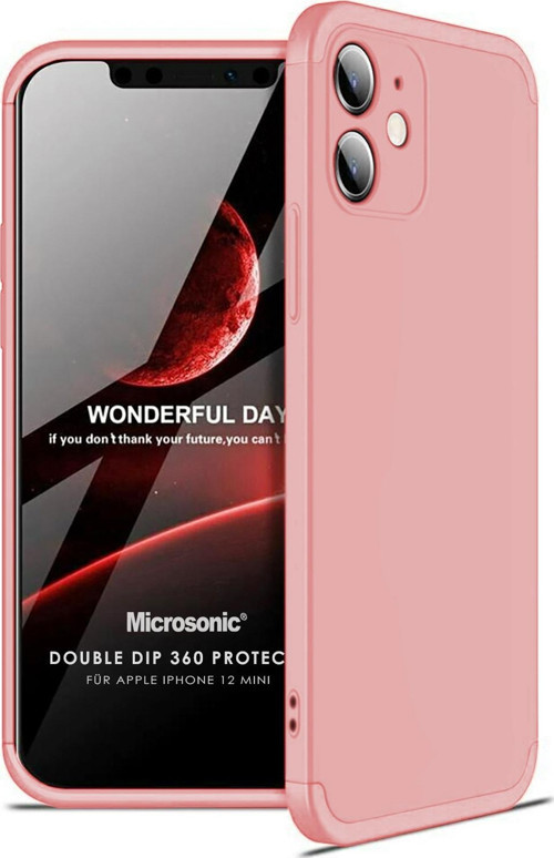 Apple iPhone 12 Mini Kılıf Double Dip 360 Protective Rose Gold