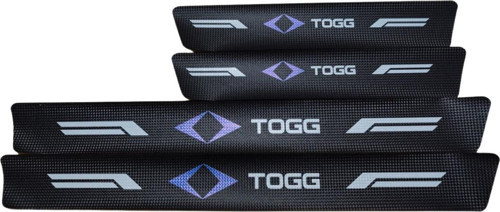 Togg Logolu Karbon Kapı Eşiği Koruyucu Bant Folyo 4'Lü Set