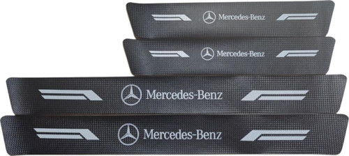 Mercedes-Benz Logolu Karbon Kapı Eşiği Koruyucu Bant Folyo 4'Lü Set