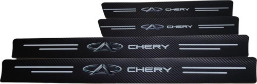 Chery Logolu Karbon Kapı Eşiği Koruyucu Bant Folyo 4'Lü Set
