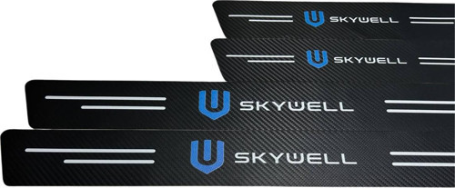 Skywell Logolu Karbon Kapı Eşiği Koruyucu Bant Folyo 4'Lü Set