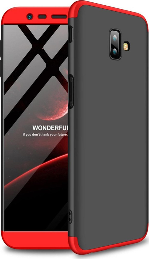 Samsung Galaxy J6 Plus Kılıf Double Dip 360 Protective Siyah Kırmızı
