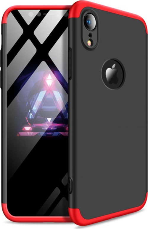 Apple iPhone XR (6.1'') Kılıf Double Dip 360 Protective Siyah Kırmızı