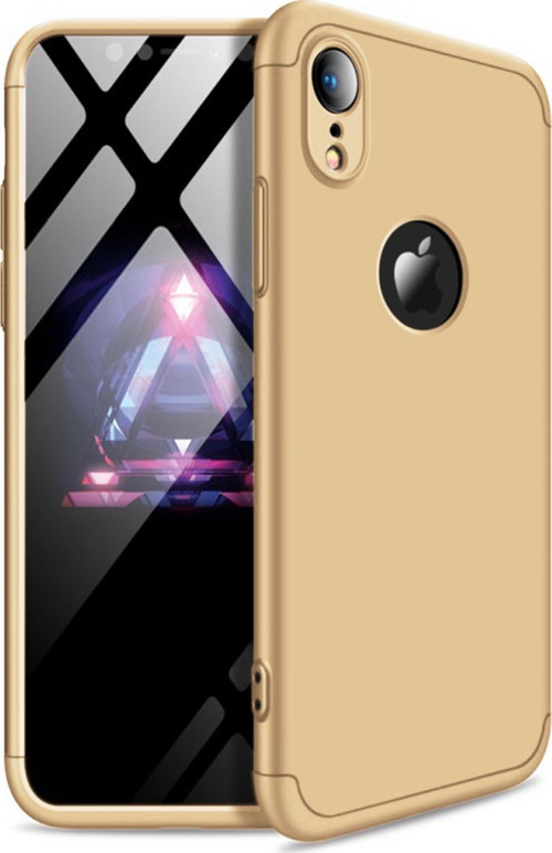 Apple iPhone XR (6.1'') Kılıf Double Dip 360 Protective Gold