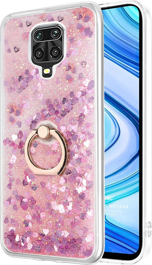 Xiaomi Redmi Note 9S Kılıf Glitter Liquid Holder Pembe