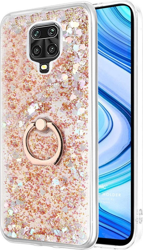 Xiaomi Redmi Note 9S Kılıf Glitter Liquid Holder Gold