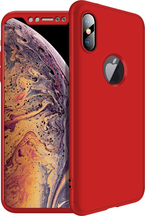 Apple iPhone XS Max (6.5'') Kılıf Double Dip 360 Protective Kırmızı