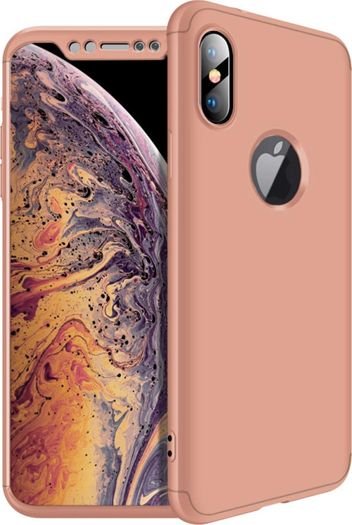 Apple iPhone XS Max (6.5'') Kılıf Double Dip 360 Protective Rose Gold