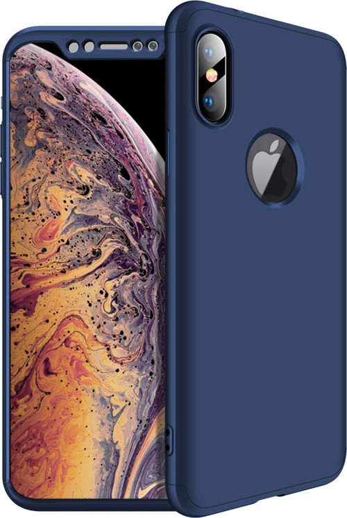 Apple iPhone XS Max (6.5'') Kılıf Double Dip 360 Protective Lacivert