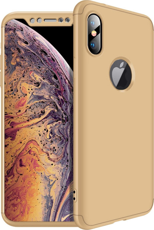 Apple iPhone XS Max (6.5'') Kılıf Double Dip 360 Protective Gold