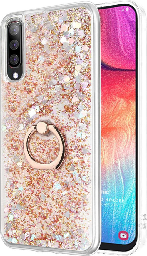 Samsung Galaxy A50 Kılıf Glitter Liquid Holder Gold