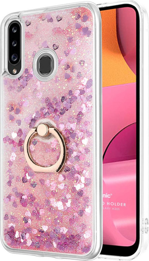 Samsung Galaxy A20s Kılıf Glitter Liquid Holder Pembe