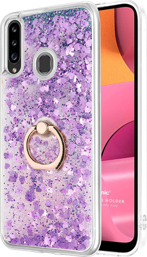 Samsung Galaxy A20s Kılıf Glitter Liquid Holder Mor