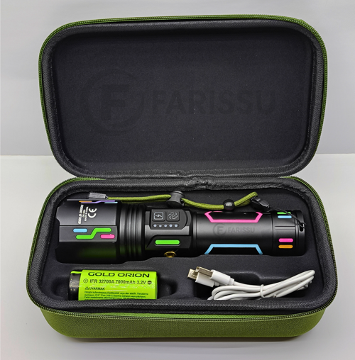 OR-G650 Ultra Güçlü Şarjlı El Feneri | 2 KM Menzil, Powerbank Özellikli, Zoomlu ve Özel Çantalı (200 Watt)
