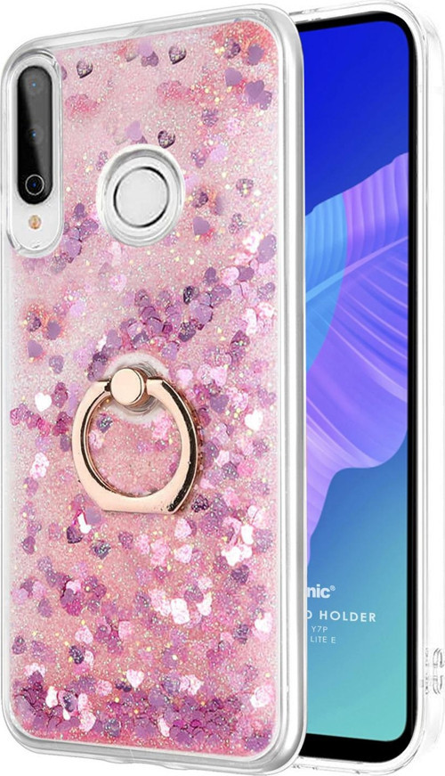 Huawei P40 Lite E Kılıf Glitter Liquid Holder Pembe