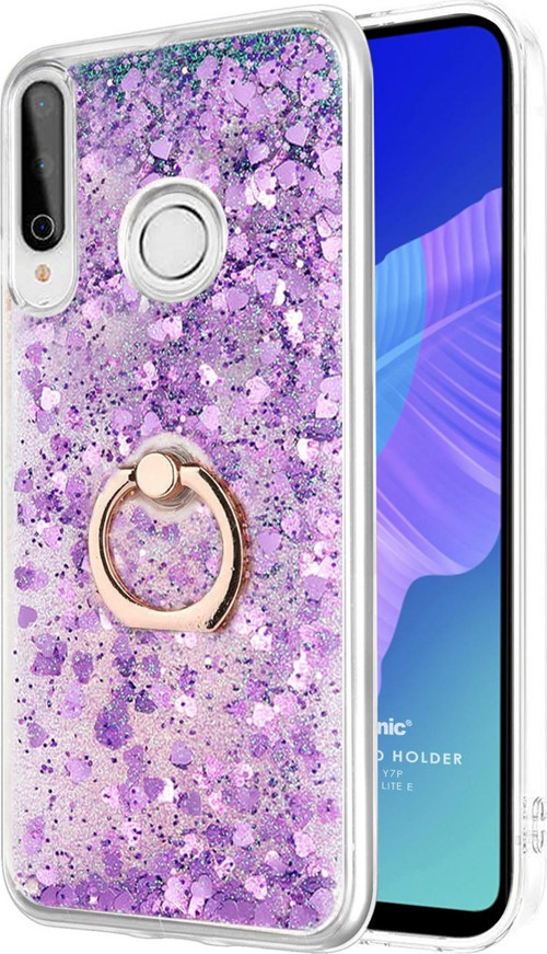 Huawei P40 Lite E Kılıf Glitter Liquid Holder Mor