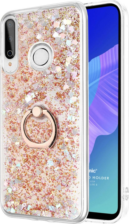 Huawei P40 Lite E Kılıf Glitter Liquid Holder Gold
