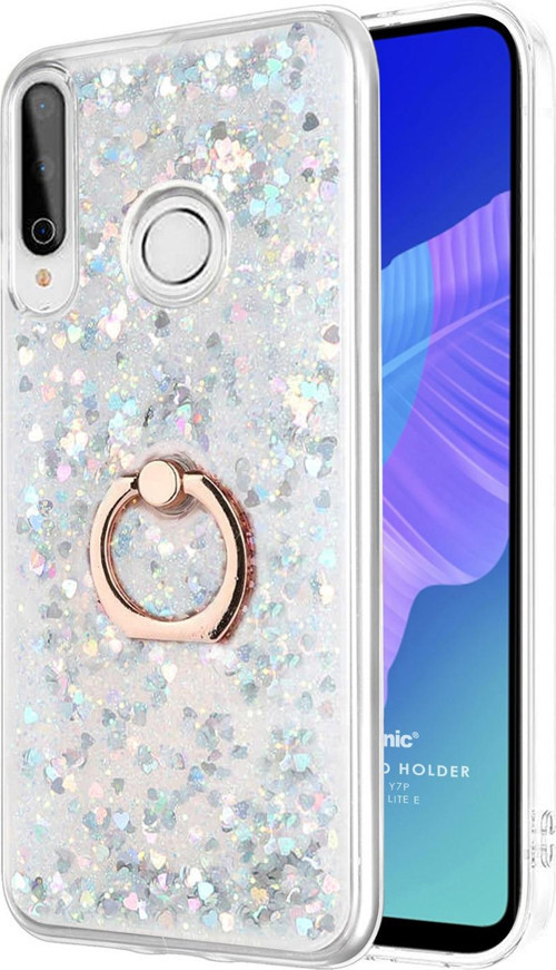 Huawei P40 Lite E Kılıf Glitter Liquid Holder Gümüş