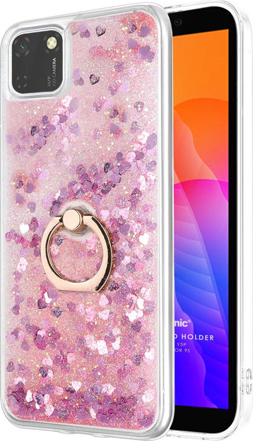Huawei Y5P Kılıf Glitter Liquid Holder Pembe