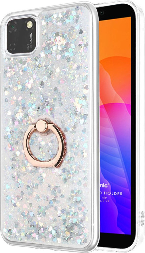 Huawei Y5P Kılıf Glitter Liquid Holder Gümüş