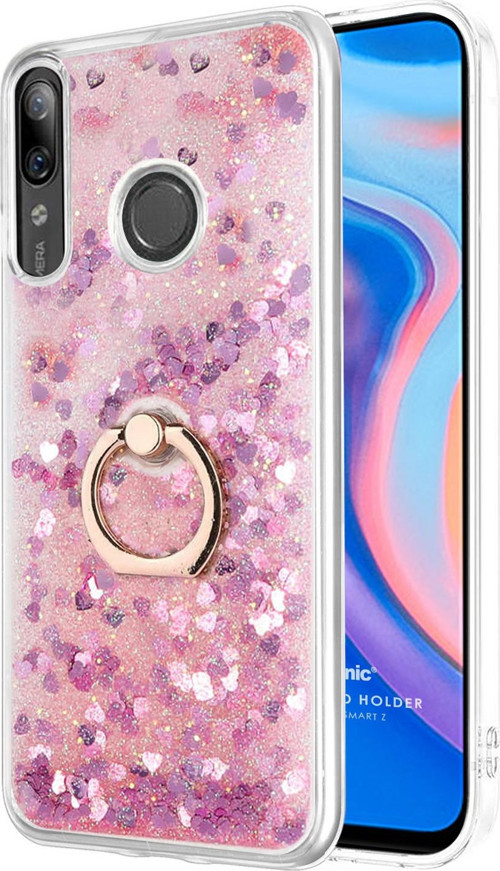 Huawei P smart Z Kılıf Glitter Liquid Holder Pembe