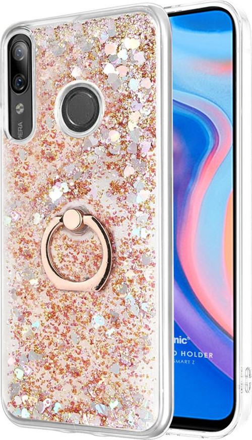 Huawei P smart Z Kılıf Glitter Liquid Holder Gold