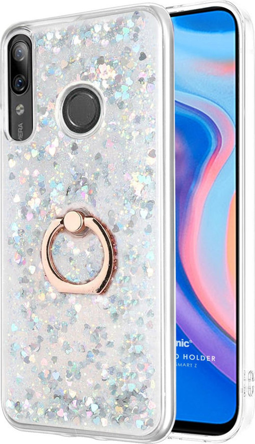 Huawei P smart Z Kılıf Glitter Liquid Holder Gümüş