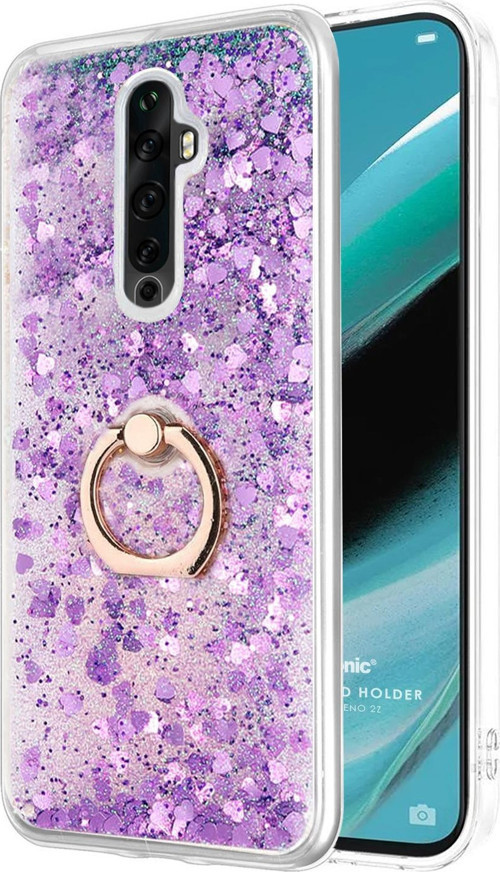 Oppo Reno 2Z Kılıf Glitter Liquid Holder Mor