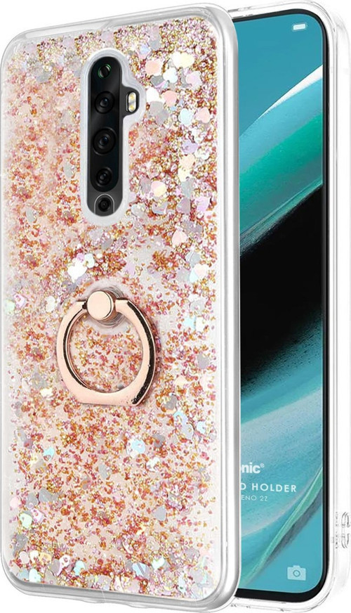 Oppo Reno 2Z Kılıf Glitter Liquid Holder Gold