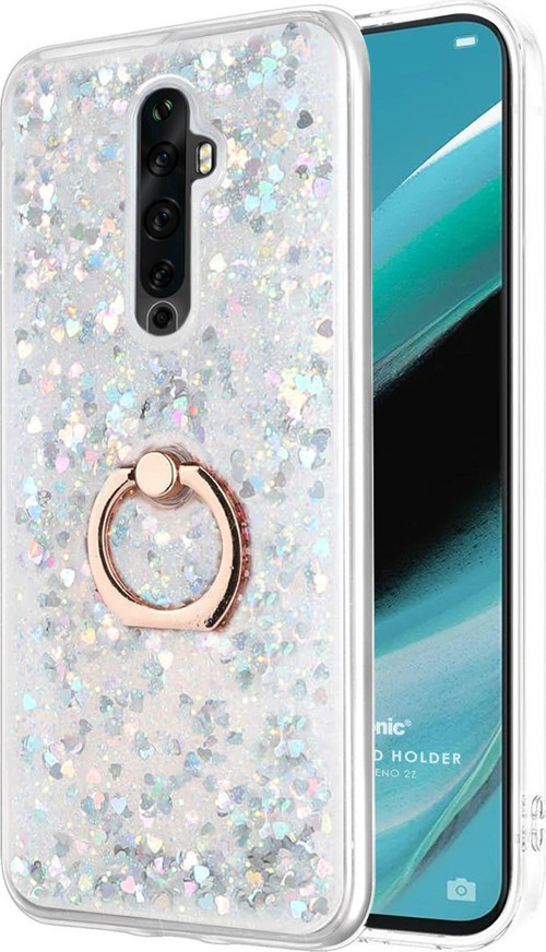 Oppo Reno 2Z Kılıf Glitter Liquid Holder Gümüş