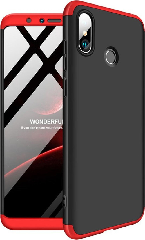 Xiaomi Mi A2 (Mi 6X) Kılıf Double Dip 360 Protective Siyah Kırmızı